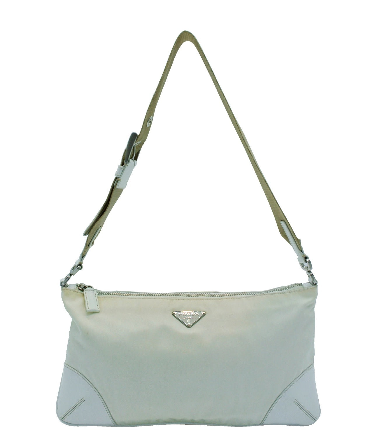 Prada Vintage Sport White Tessuto Nylon Shoulder Bag