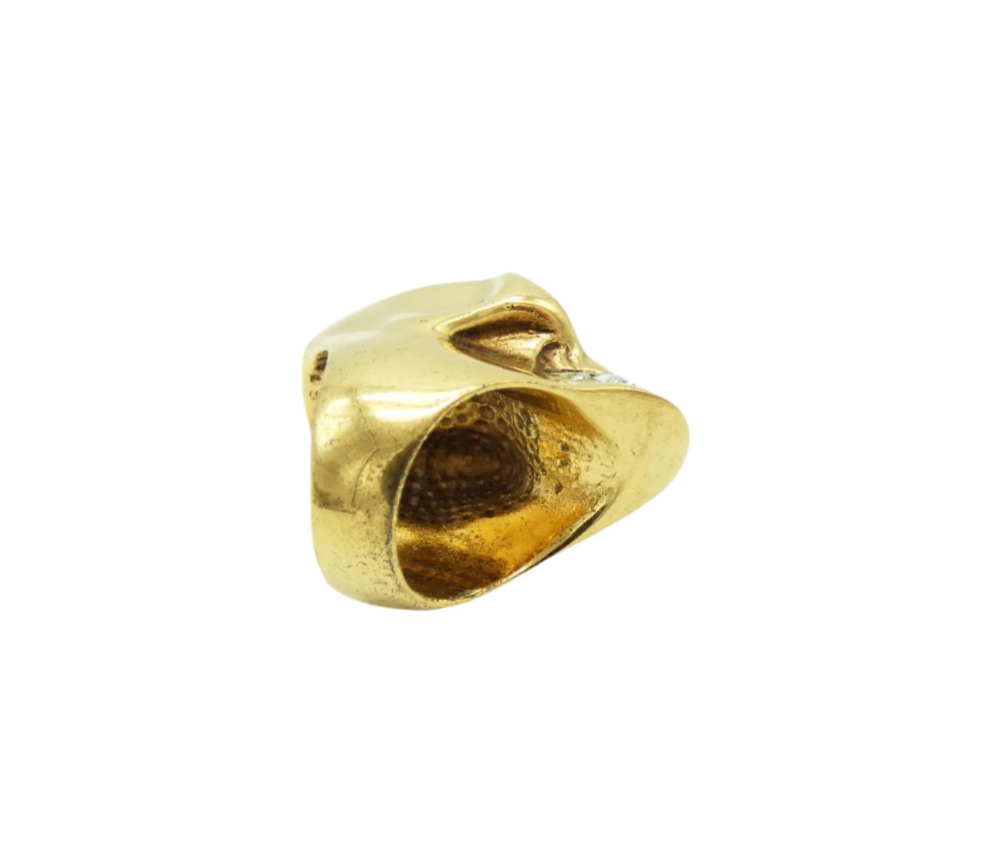 Alexander McQueen Gold Skull Ring with Crystal Heart