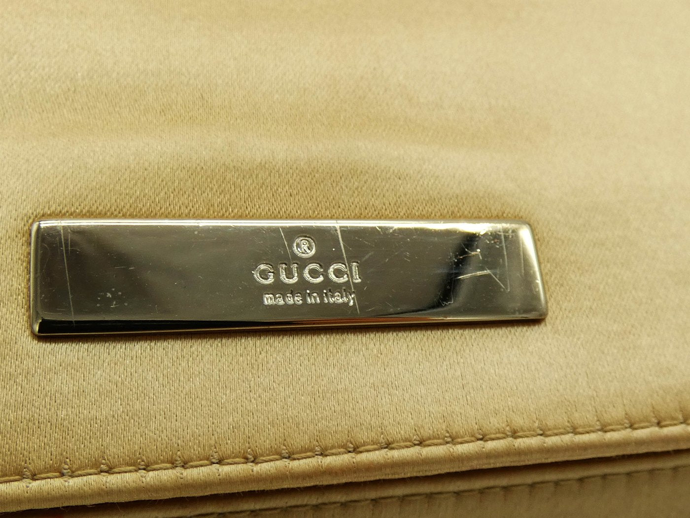 Gucci Gold Chain Link Satin Evening Bag