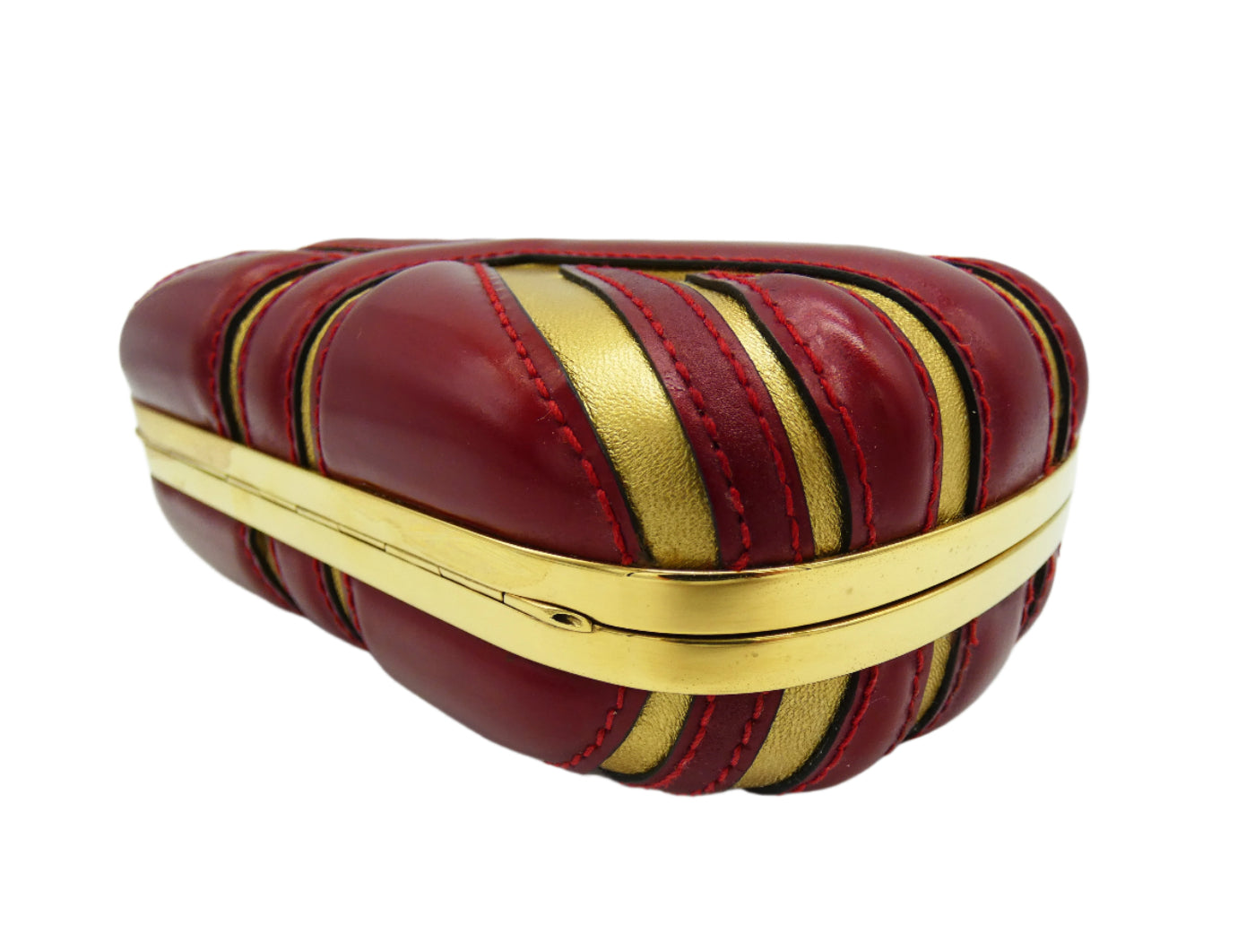 Alexander McQueen Red and Gold Britannia Clutch Bag Alexander McQueen