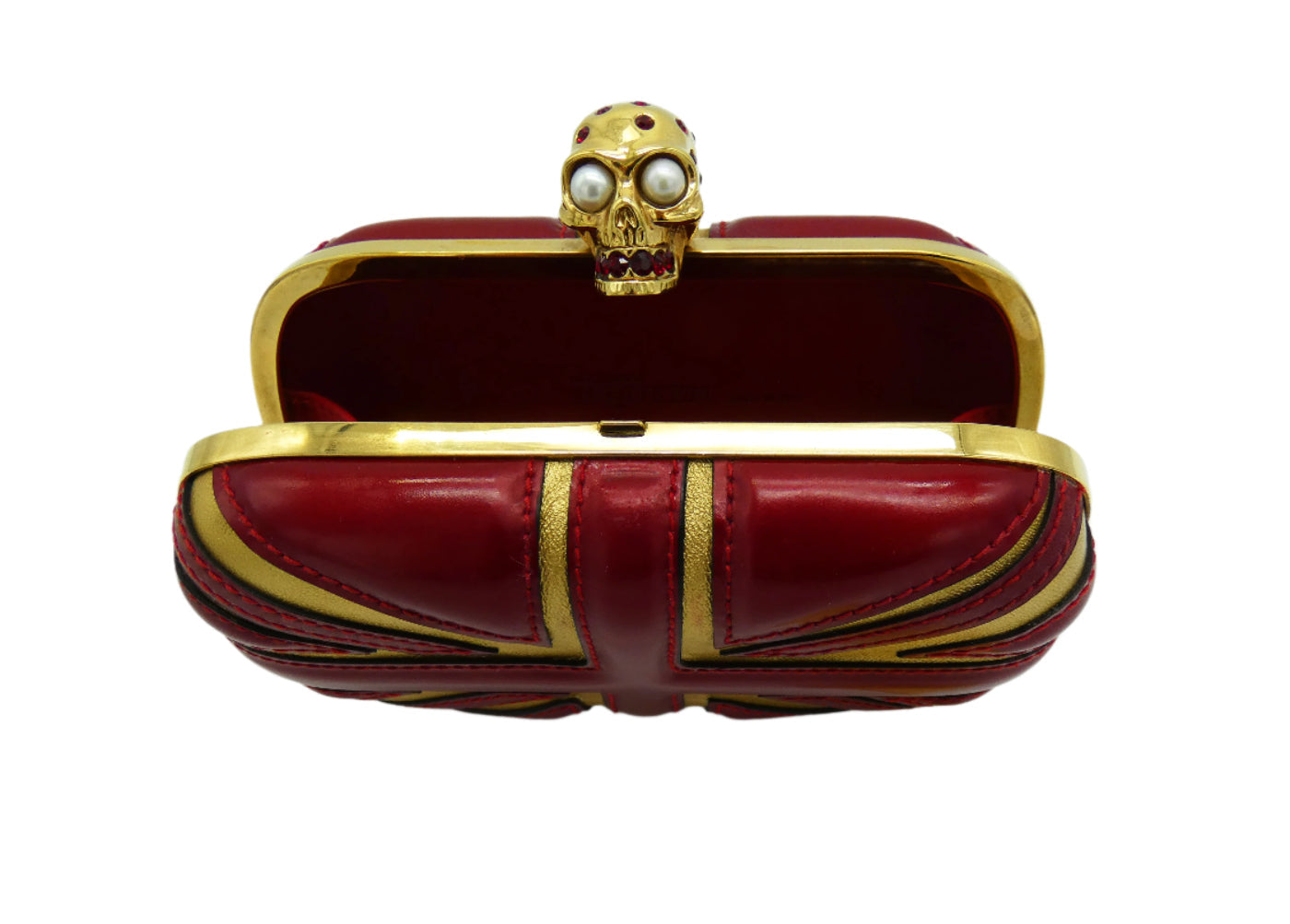 Alexander McQueen Red and Gold Britannia Clutch Bag Alexander McQueen