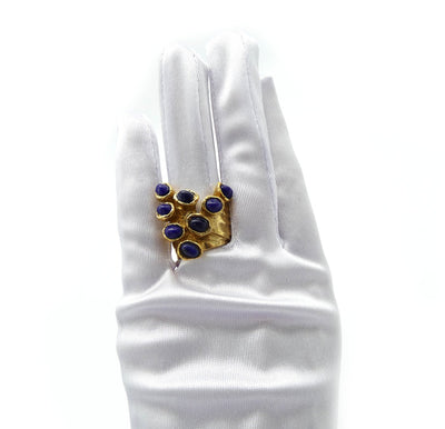 YSL Blue and Gold Arty Dots Ring