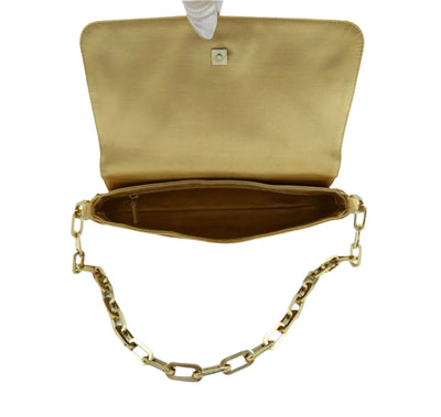 Gucci Gold Chain Link Satin Evening Bag