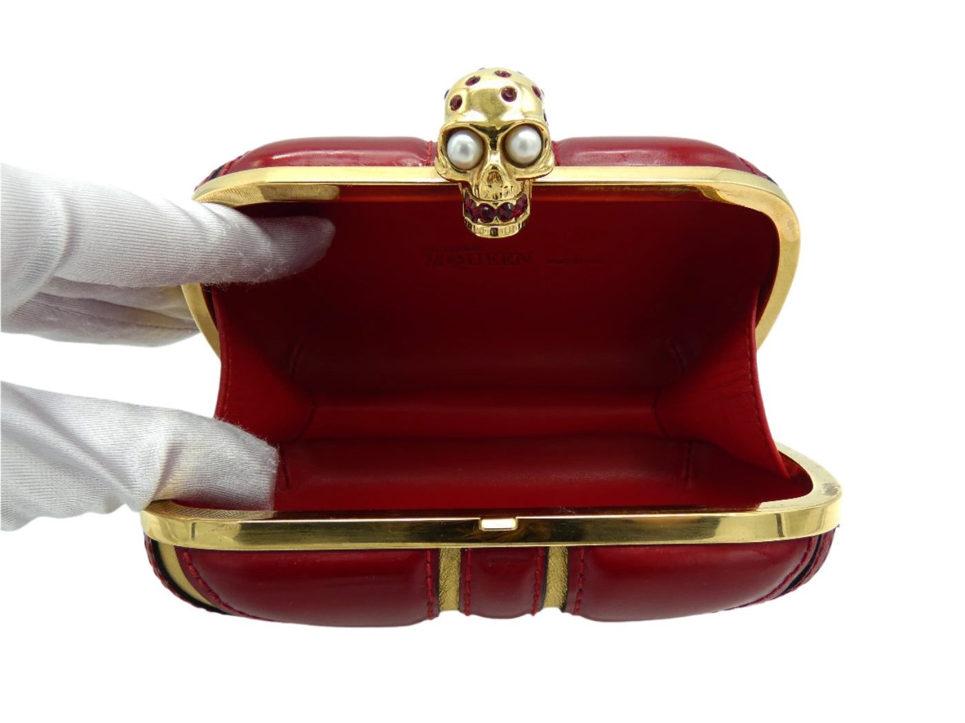 Alexander McQueen Red and Gold Britannia Clutch Bag Alexander McQueen