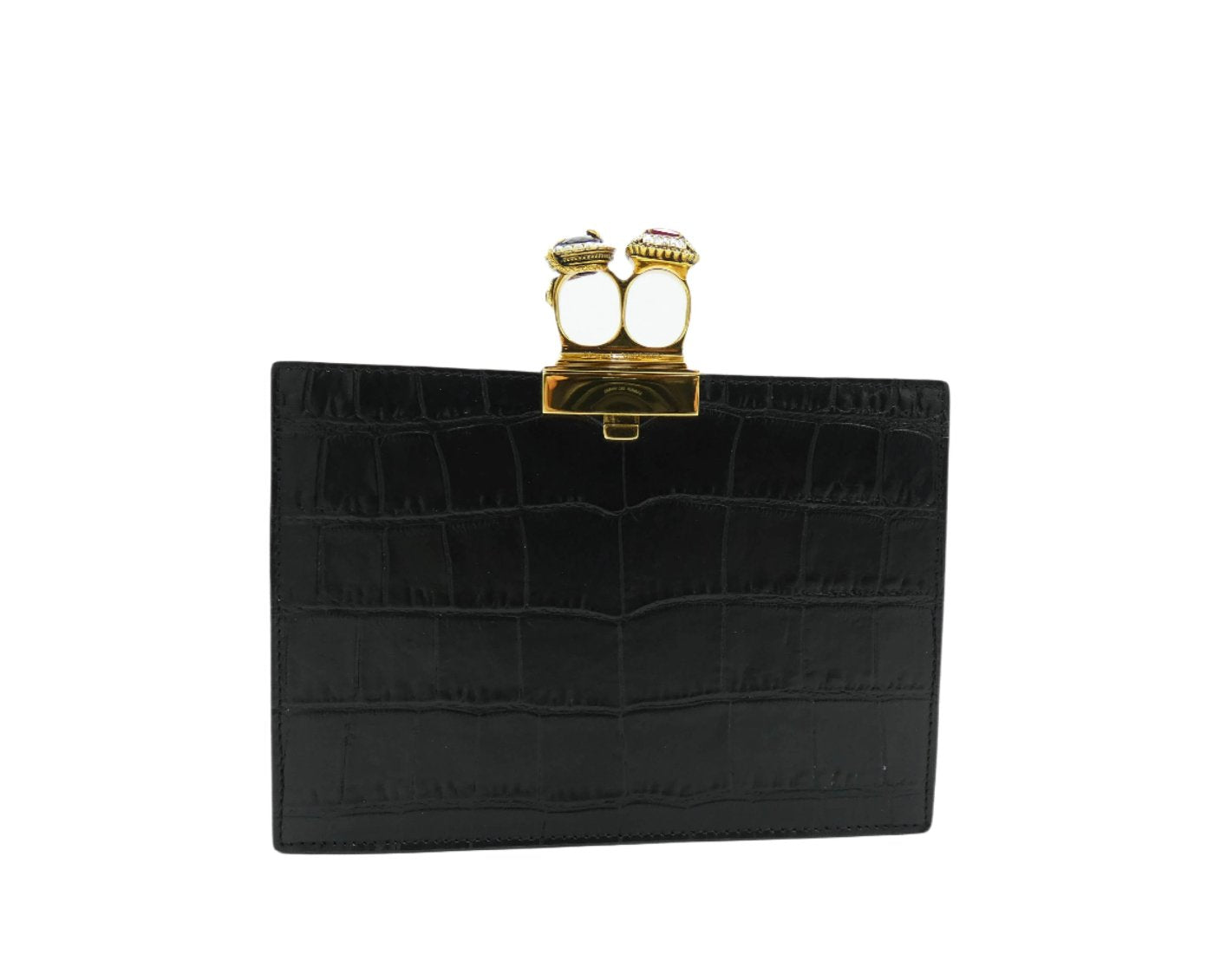 Alexander McQueen Croc Embossed Double Ring Clutch