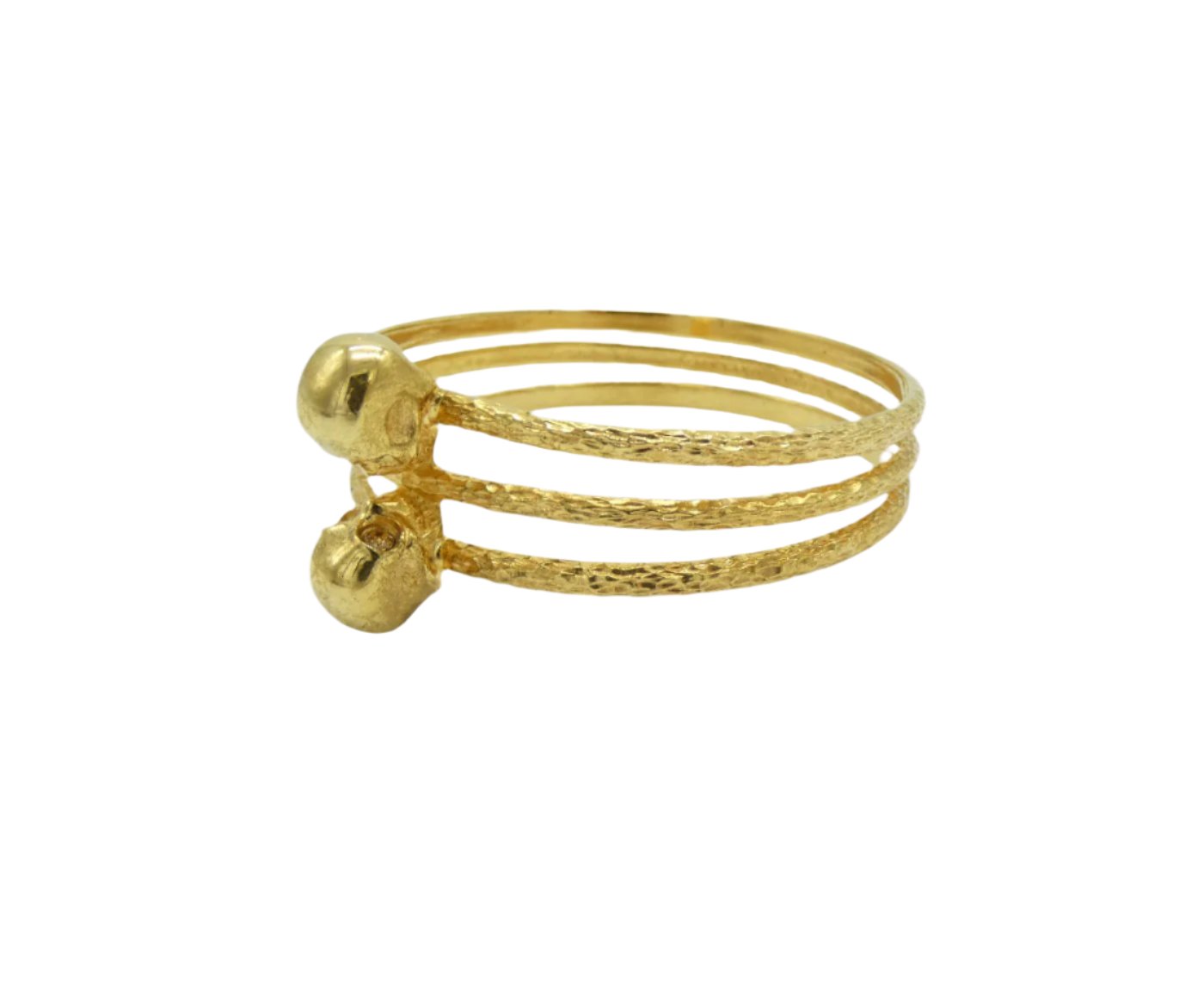 Alexander McQueen Antique Gold Double Skull Bangle Bracelet Alexander McQueen