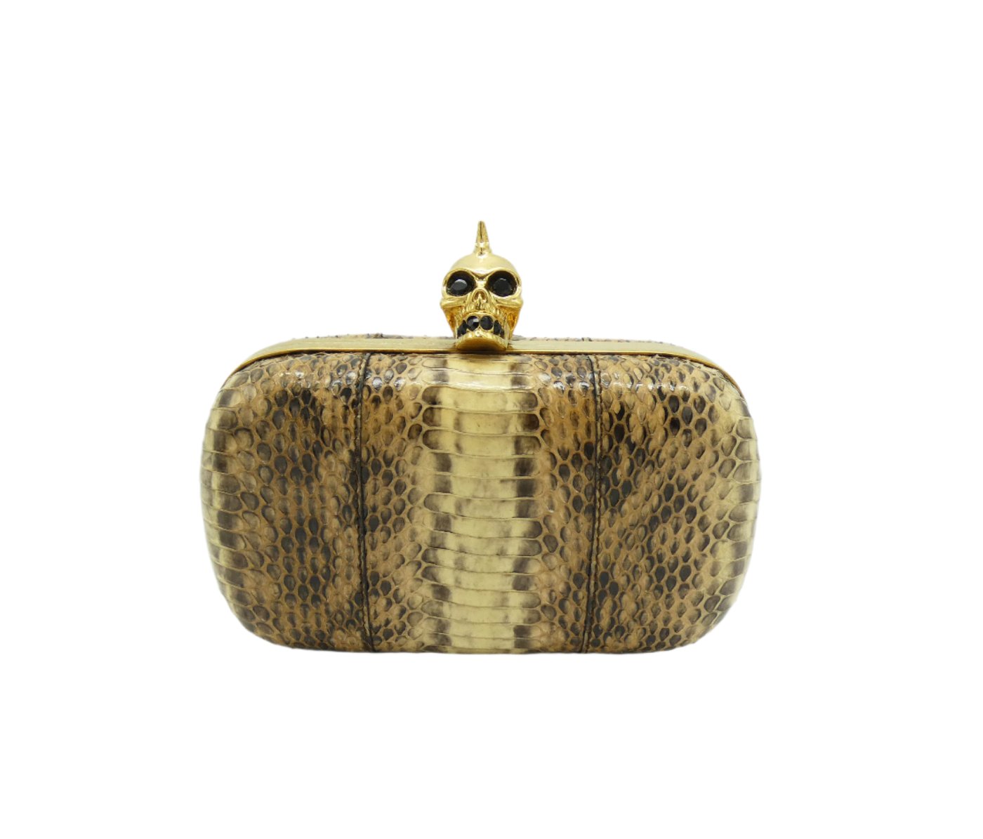 Alexander McQueen Snakeskin Mohawk Skull Clutch