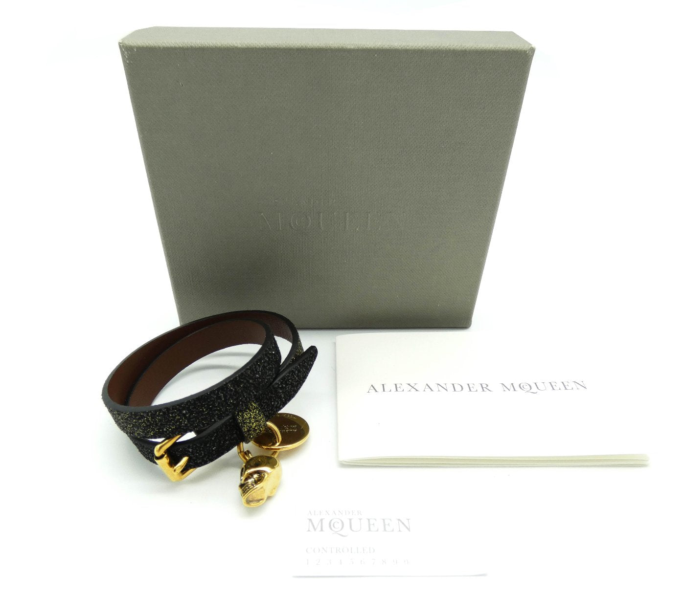 Alexander McQueen Double Wrap Gold and Black Bracelet