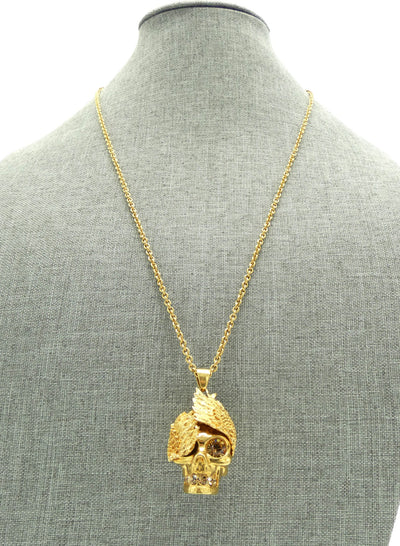 Alexander McQueen Gold Winged Skull Necklace Necklace Alexander McQueen