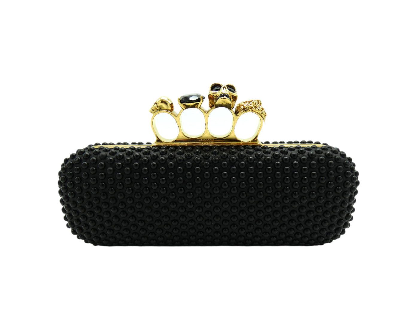 Alexander McQueen Black Studded Leather Skull Knuckle Clutch