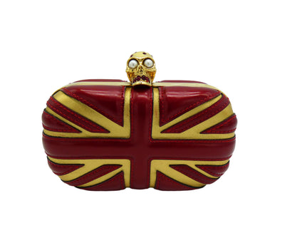 Alexander McQueen Red and Gold Britannia Clutch Bag Alexander McQueen