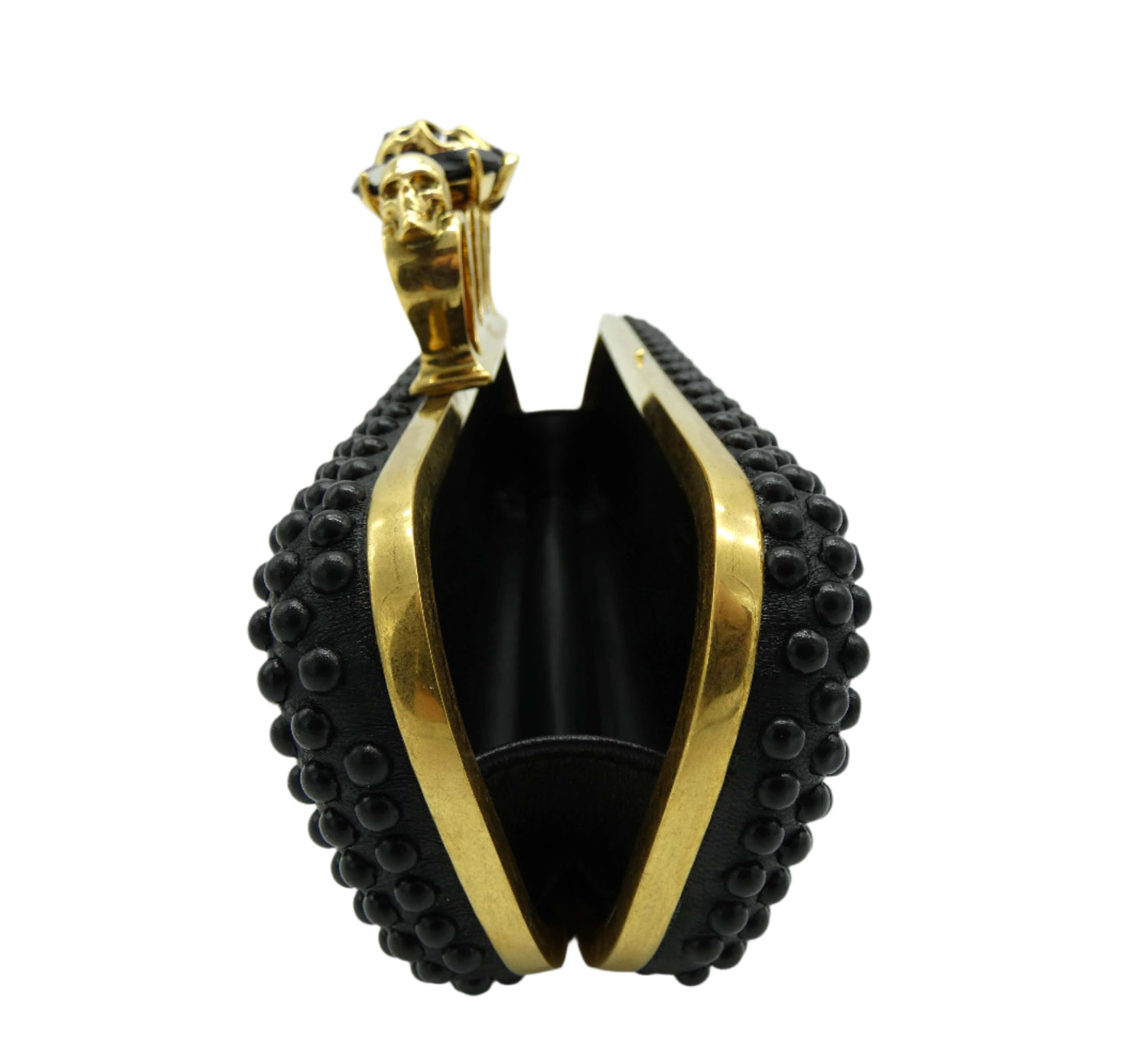 Alexander McQueen Black Studded Leather Skull Knuckle Clutch