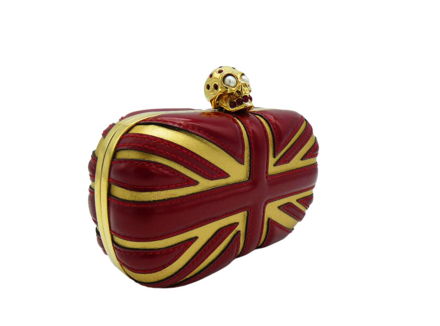 Alexander McQueen Red and Gold Britannia Clutch Bag Alexander McQueen