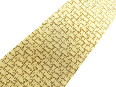 Chanel Tan Chanel Script Silk Tie