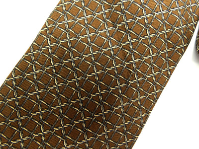 Hermès Brown and Grey Twisted Wire Graphic Silk Tie