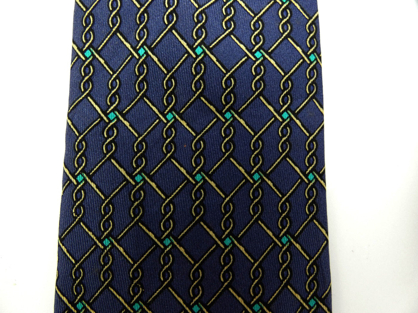 Hermès Blue and White Twisted Wire Graphic Silk Tie