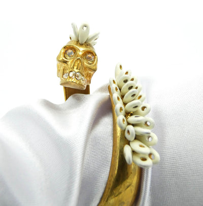 Alexander McQueen Antique Gold White Mohawk Bangle