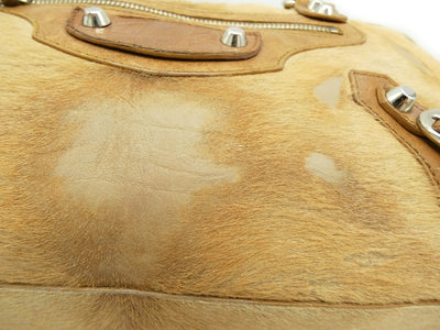 Balenciaga Camel Pony Hair Moto Box Bag