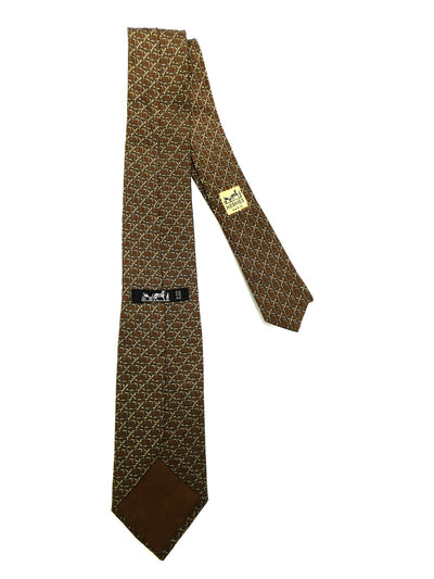 Hermès Brown and Grey Twisted Wire Graphic Silk Tie