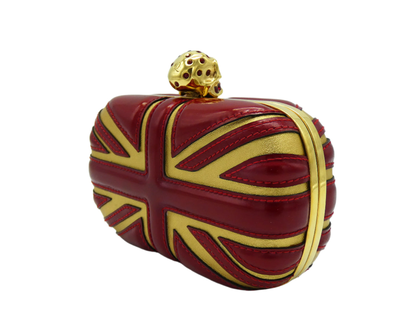 Alexander McQueen Red and Gold Britannia Clutch Bag Alexander McQueen