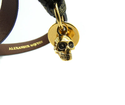 Alexander McQueen Double Wrap Gold and Black Bracelet