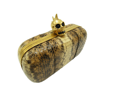 Alexander McQueen Snakeskin Mohawk Skull Clutch