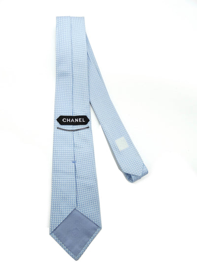 Chanel Light Blue Graphic Silk Tie