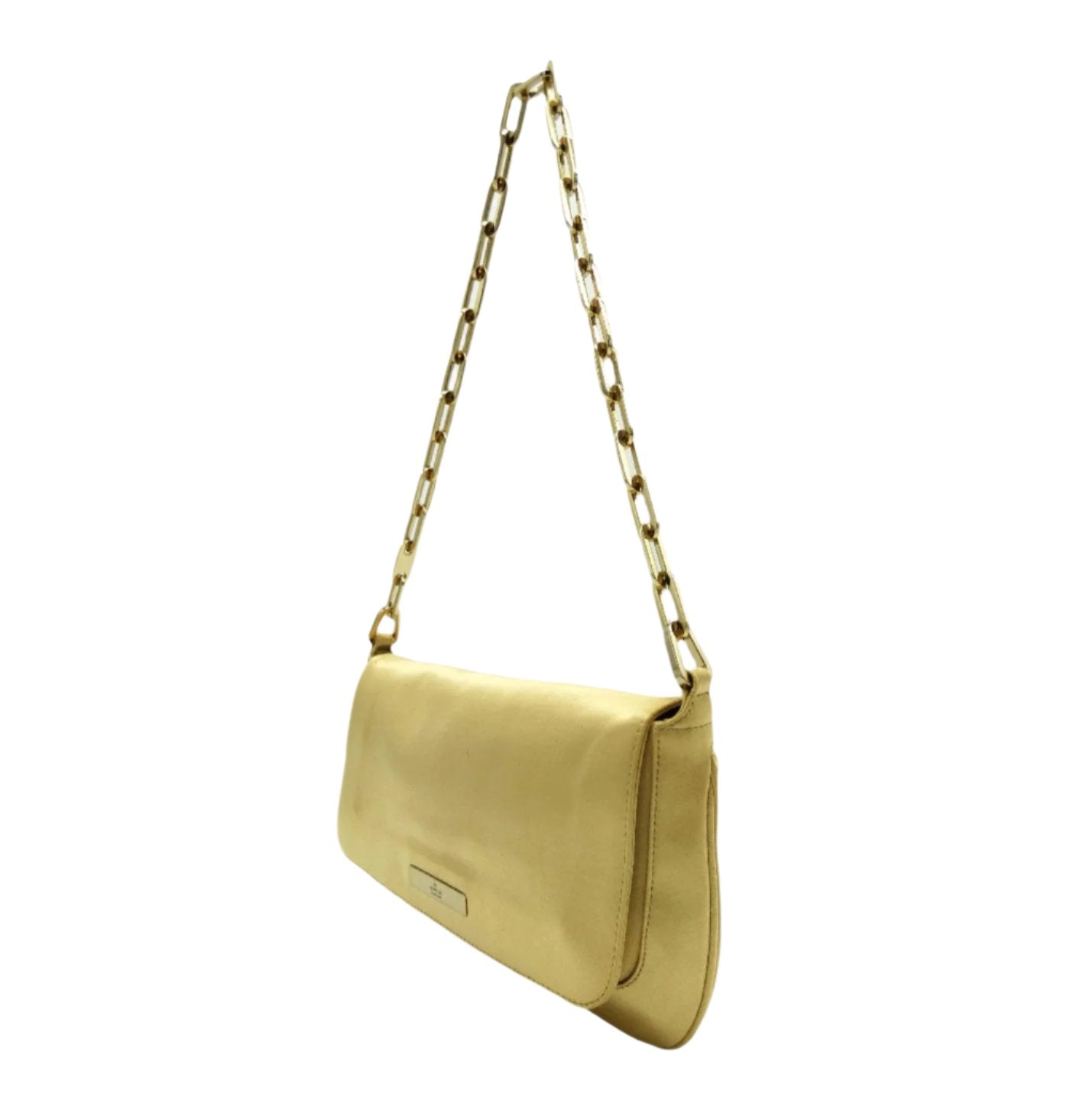 Gucci Gold Chain Link Satin Evening Bag