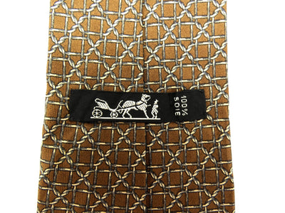 Hermès Brown and Grey Twisted Wire Graphic Silk Tie