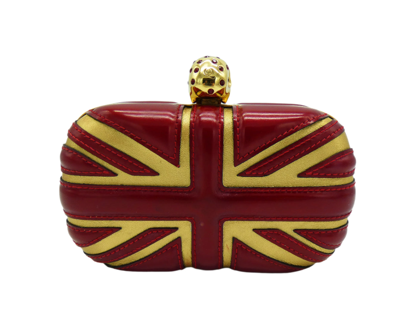 Alexander McQueen Red and Gold Britannia Clutch Bag Alexander McQueen