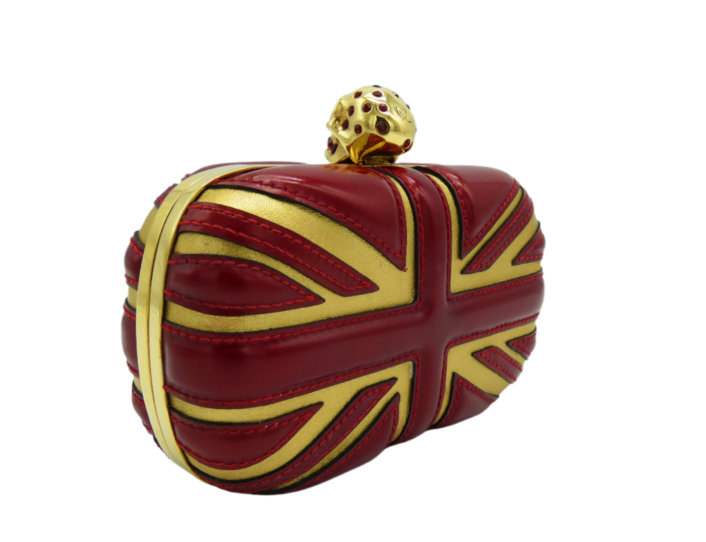 Alexander McQueen Red and Gold Britannia Clutch Bag Alexander McQueen