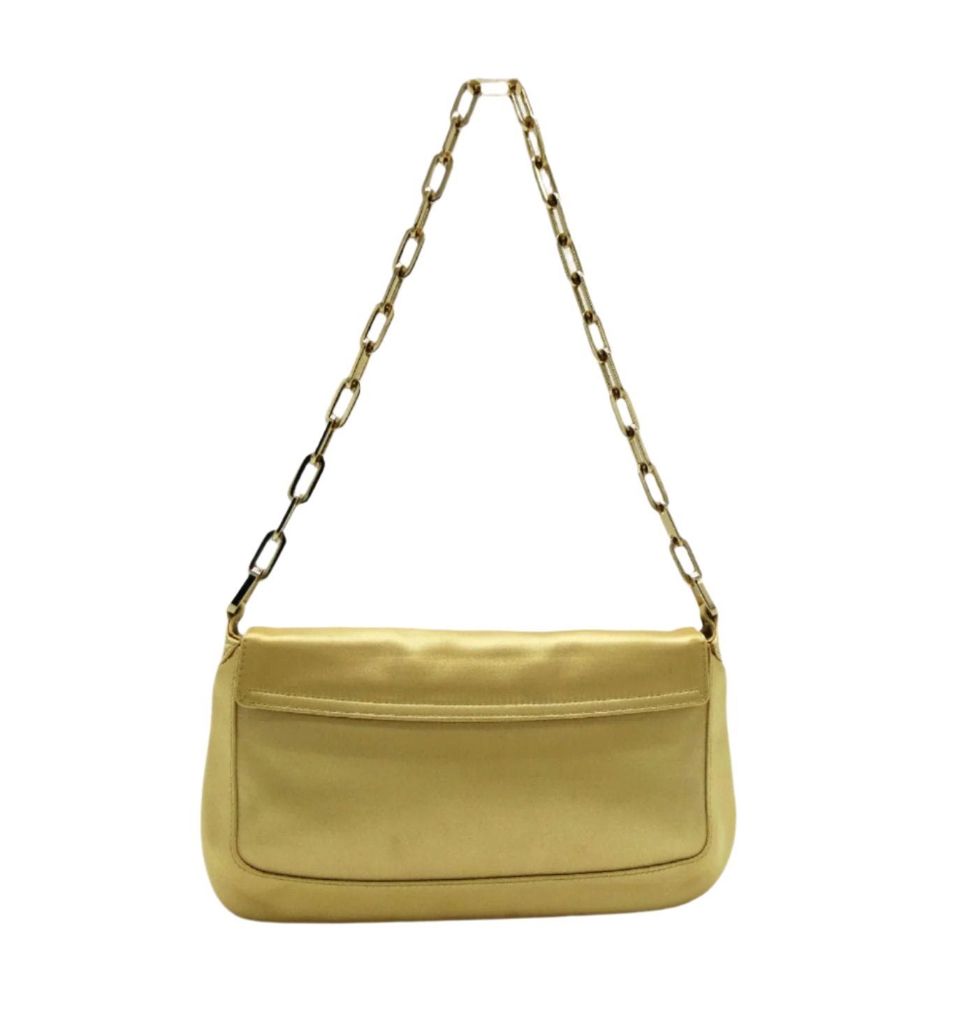 Gucci Gold Chain Link Satin Evening Bag