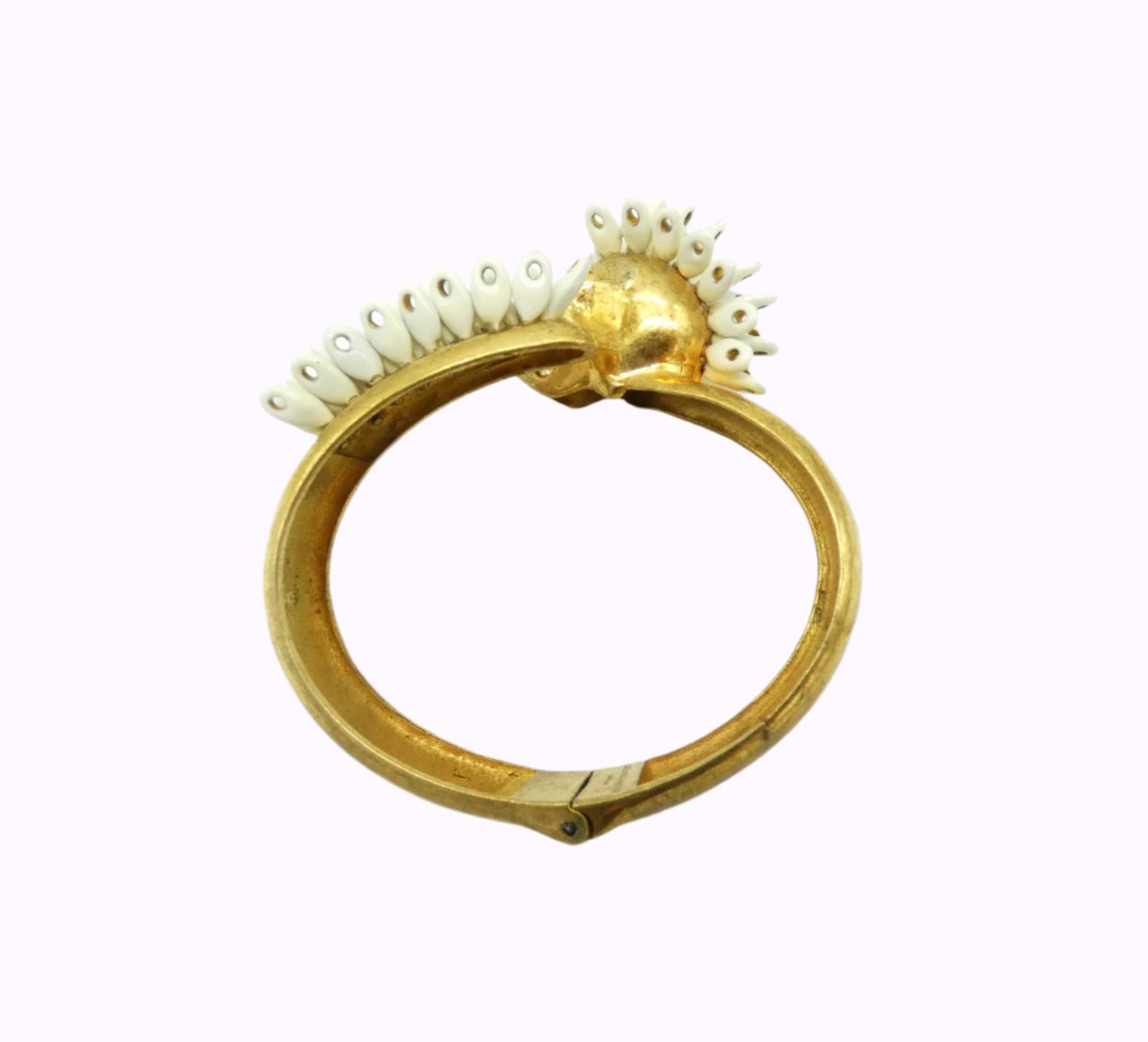 Alexander McQueen Antique Gold White Mohawk Bangle