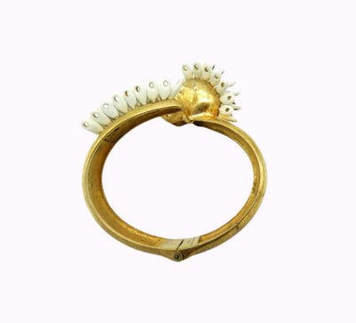 Alexander McQueen Antique Gold White Mohawk Bangle