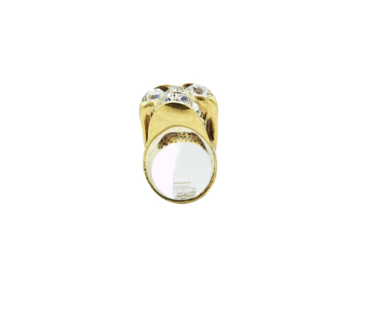 Alexander McQueen Gold Skull Ring with Crystal Heart