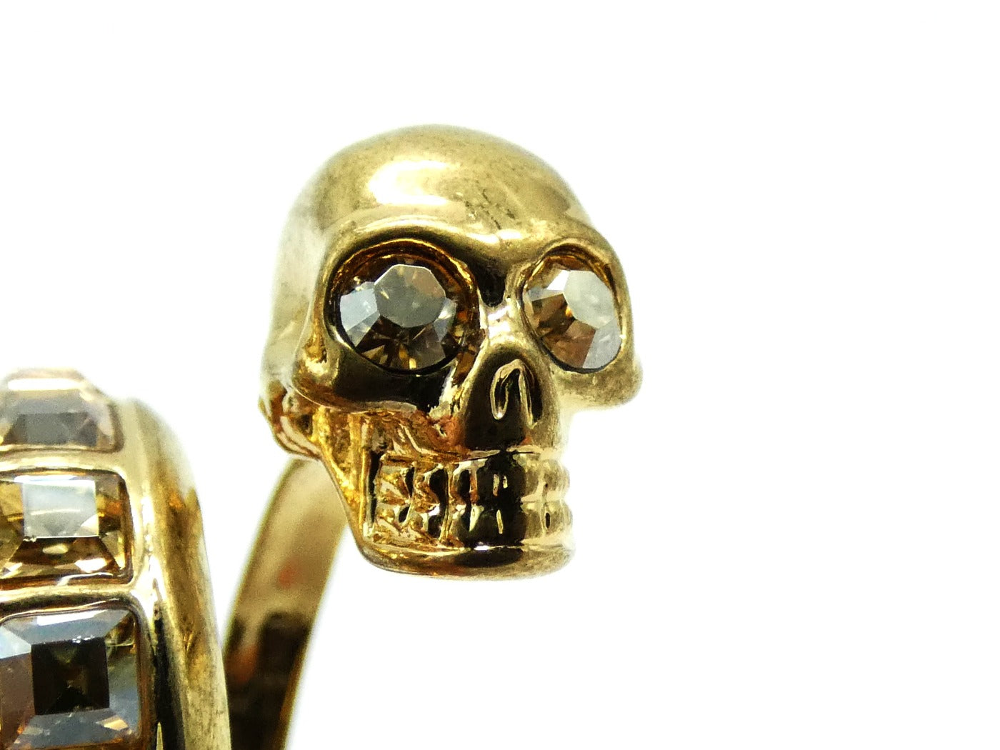 Alexander McQueen Twin Skull Antique Gold Wrap Ring