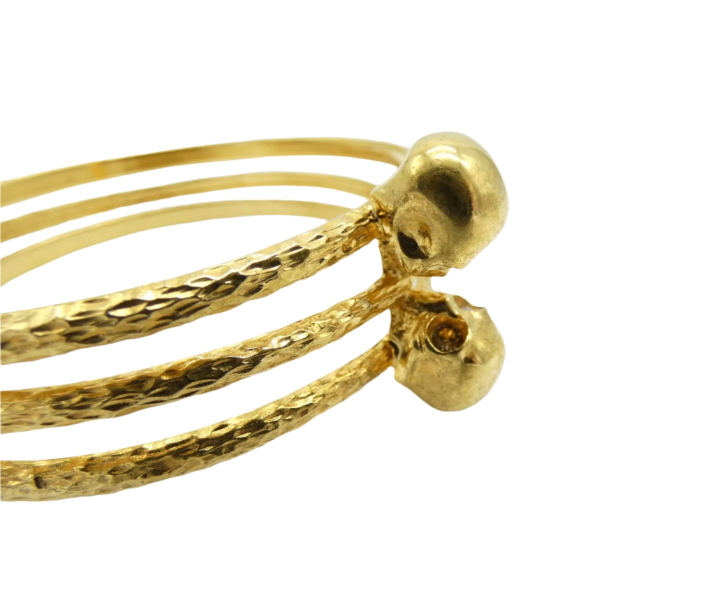 Alexander McQueen Antique Gold Double Skull Bangle