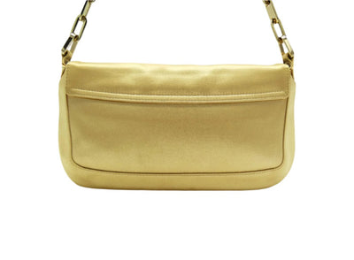 Gucci Gold Chain Link Satin Evening Bag