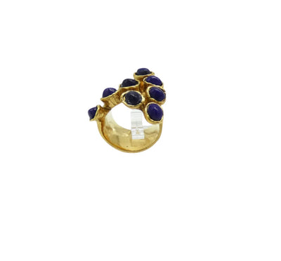 YSL Blue and Gold Arty Dots Ring