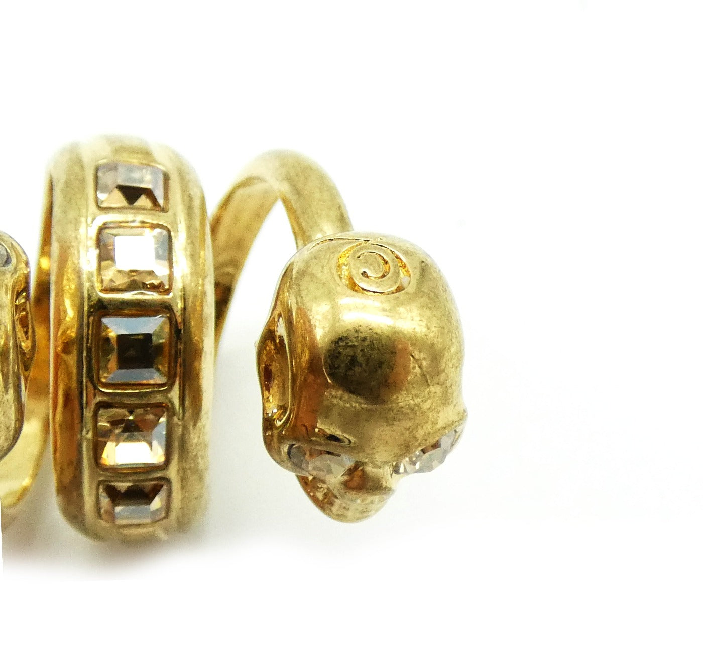 Alexander McQueen Twin Skull Antique Gold Wrap Ring