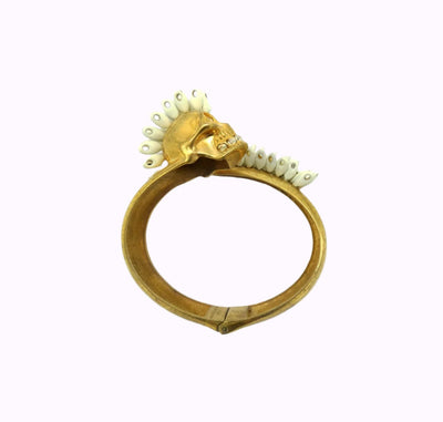 Alexander McQueen Antique Gold White Mohawk Bangle