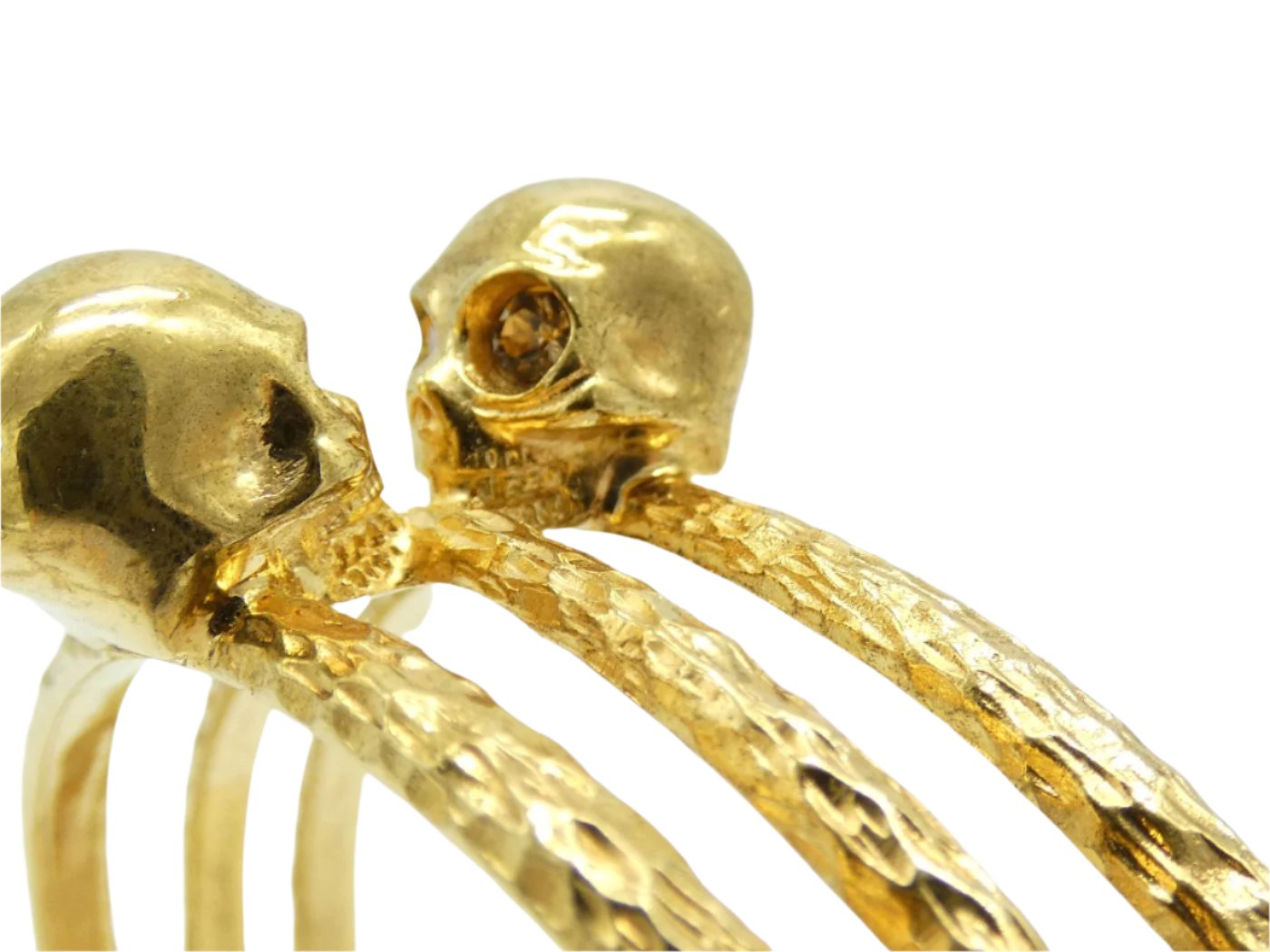 Alexander McQueen Antique Gold Double Skull Bangle