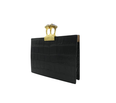 Alexander McQueen Croc Embossed Double Ring Clutch