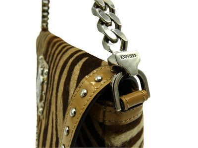 Versace Zebra Calf Studded Mini Chain Bag