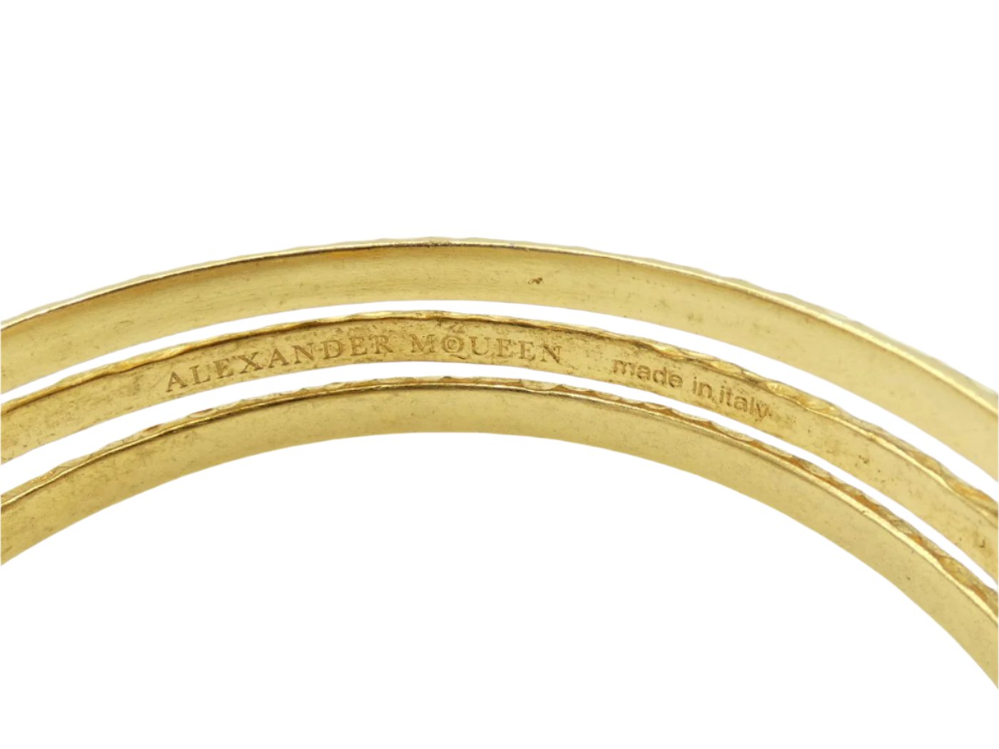 Alexander McQueen Antique Gold Double Skull Bangle