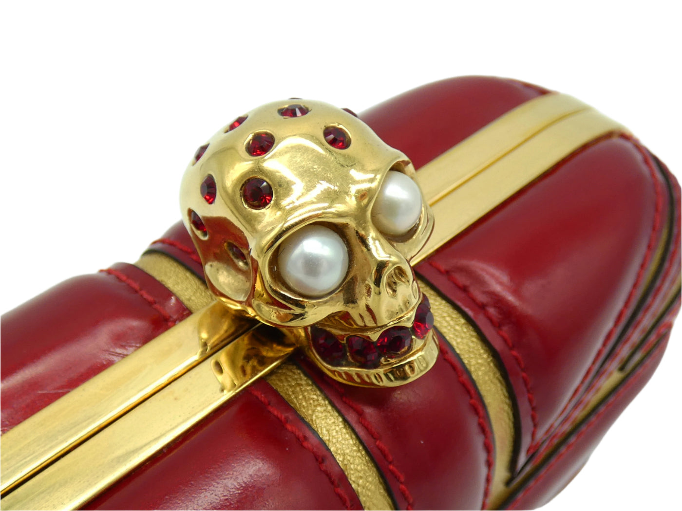 Alexander McQueen Red and Gold Britannia Clutch Bag Alexander McQueen