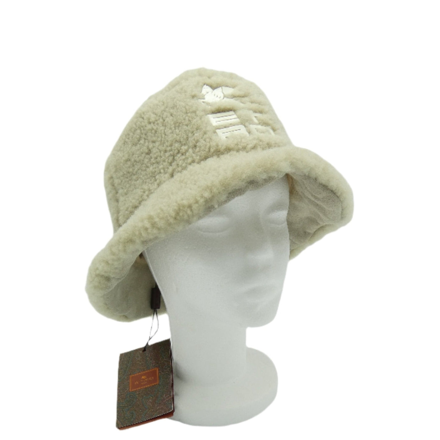 Etro Beige Lambswool Logo Bucket Hat