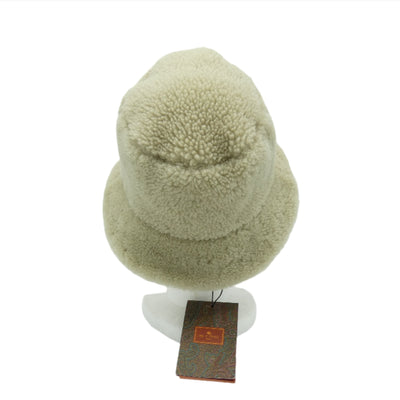 Etro Beige Lambswool Logo Bucket Hat