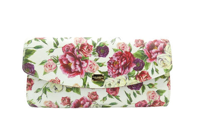 Dolce & Gabbana Dauphine Rose Print Leather Crossbody Clutch