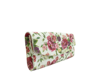 Dolce & Gabbana Dauphine Rose Print Leather Crossbody Clutch